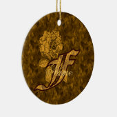 Elegant gouden pioenroos Monogram Initiaal F Perso Keramisch Ornament (Rechts)