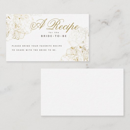 Elegant Gouden Pioenrozen Schets Vrijgezellenfeest Informatiekaartje (Voorkant / Achterkant)