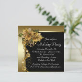 Elegant gouden poinsettia kerstfeest kaart (Staand voorkant)