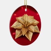 Elegant gouden poinsettia kerstversiering keramisch ornament (Rechts)