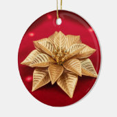 Elegant gouden poinsettia kerstversiering keramisch ornament (Links)