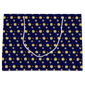 Elegant gouden polka-stippen op marineblauw groot cadeauzakje (Voorkant)