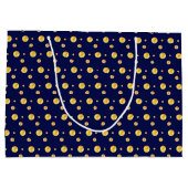 Elegant gouden polka-stippen op marineblauw groot cadeauzakje (Achterkant)