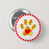 Elegant gouden poot met hart ronde button 5,7 cm (Voorkant /achterkant)