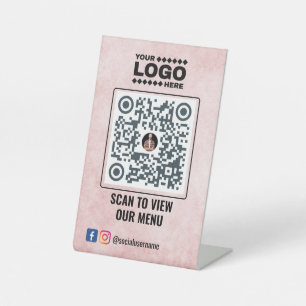 Elegant gouden QR-code menubord: geen contact tabe Reclamebord Met Voetstuk