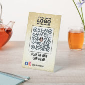 Elegant gouden QR-code menubord: geen contact tabe Reclamebord Met Voetstuk (Insitu)