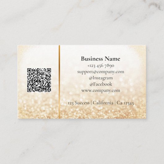 Elegant gouden QR code Visitekaartje met Logo (Achterkant)