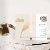 Elegant Gouden Quill Pen Ivoor Notaris Openbare QR Visitekaartje