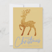 Elegant Gouden Rendier Prettig Kerstmis Script Notitiekaartje (Voorkant)