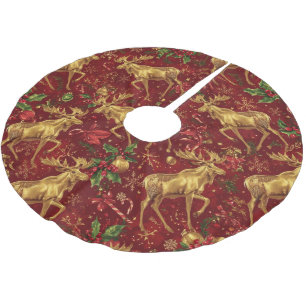 Elegant gouden rendier rode kerst patroon kerstboom rok