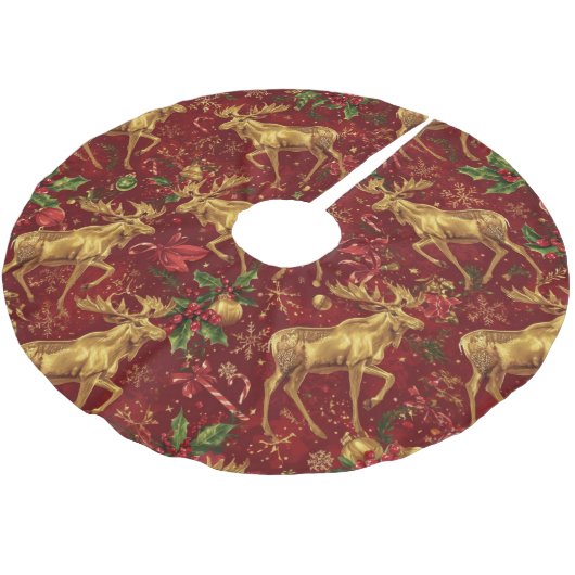 Elegant gouden rendier rode kerst patroon kerstboom rok (Gekanteld)