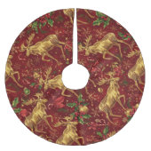 Elegant gouden rendier rode kerst patroon kerstboom rok (Voorkant)
