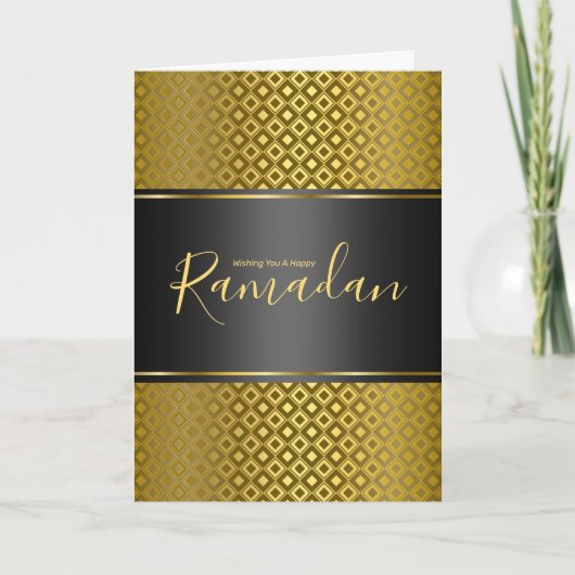 Elegant Gouden Rhombus Patroon Ramadan Wenskaart Bedankkaart (Voorkant)