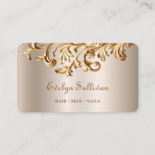 Elegant gouden rococo ornamenten visitekaartje (Voorkant)