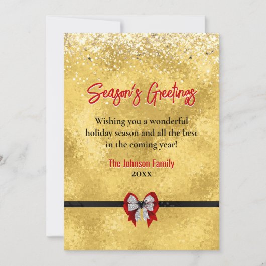 Elegant gouden rode boog stropdas kerst nieuwjaar (Voorkant)