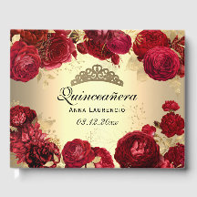 Elegant Gouden Rode Rozen Quinceanera Custom