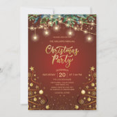 Elegant Gouden Rood Kerst Huis Corporate Party Kaart (Voorkant)