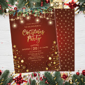 Elegant Gouden Rood Kerst Huis Corporate Party Kaart