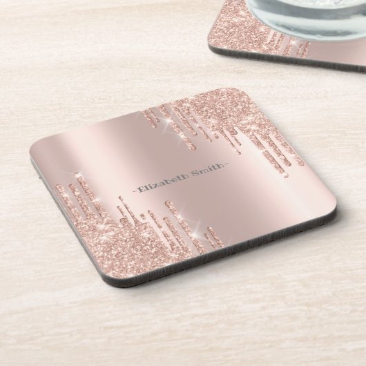 Elegant gouden roos bier onderzetter (Linkerzijde)