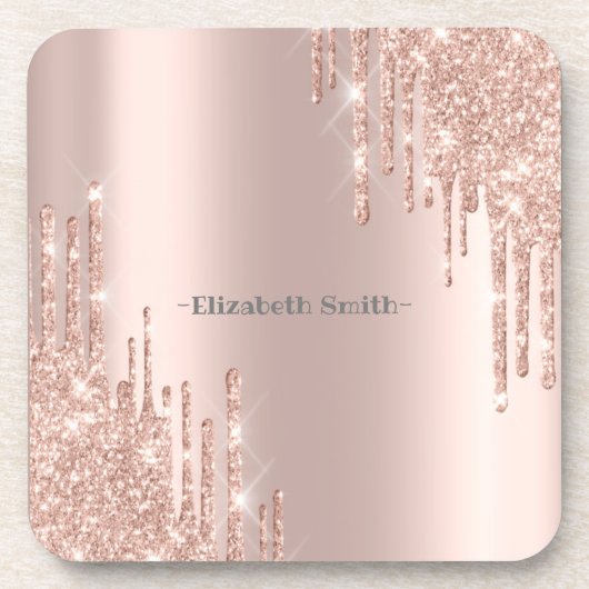 Elegant gouden roos bier onderzetter (Voorkant)