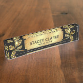 Elegant gouden Roos en zwart financieel adviesbure Naambordje (Zijkant)