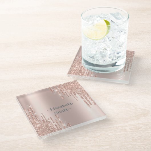 Elegant gouden roos glazen onderzetter (Schuin)