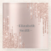 Elegant gouden roos glazen onderzetter (Voorkant)