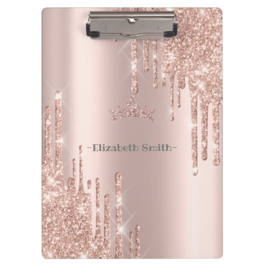 Elegant gouden roos glitter klembord (Voorkant)