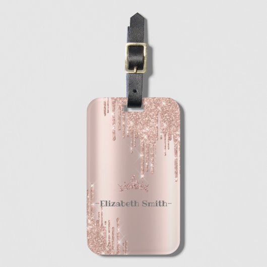 Elegant gouden roos glitter, koninklijk bagagelabel (Voorkant (verticaal))