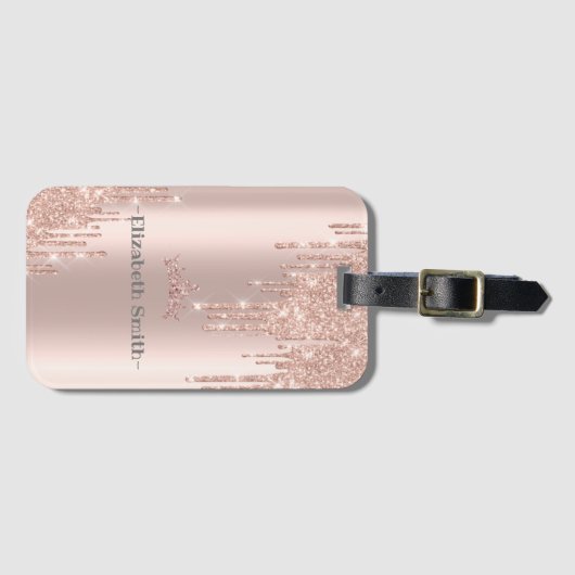 Elegant gouden roos glitter, koninklijk bagagelabel (Voorkant (horizontaal))