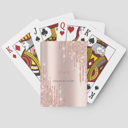 Elegant gouden roos glitter, koninklijk pokerkaarten (Achterkant)