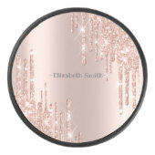 Elegant gouden roos hockey puck (Voorkant)