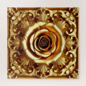 Elegant gouden Roos met  decoratief Lijst Legpuzzel (Horizontaal)