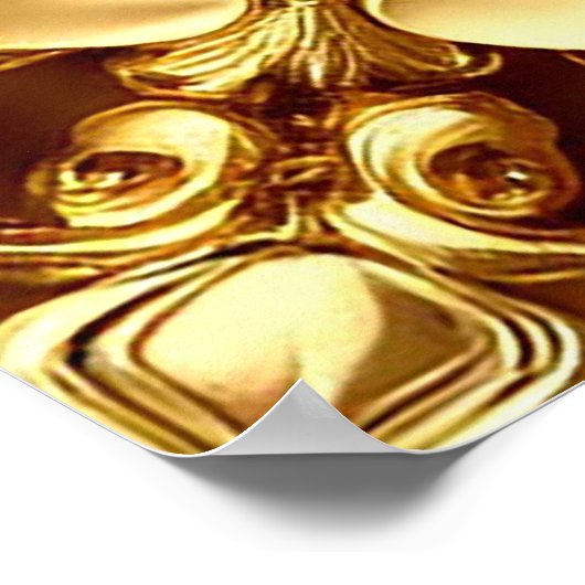 Elegant gouden Roos met  decoratief Lijst Poster (Hoek)