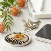 Elegant gouden Roos met tijdloze klassieke tekst Sleutelhanger (Zijkant)