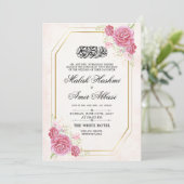 Elegant gouden Roos Nikah islamitische islamitisch Kaart (Staand voorkant)