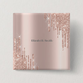 Elegant gouden roos vierkante button 5,1 cm