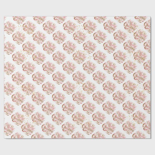Elegant gouden roze script Vrolijk kerstfeest Cadeaupapier (Vlak)