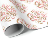 Elegant gouden roze script Vrolijk kerstfeest Cadeaupapier (Rol Hoek)