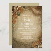Elegant gouden Rozen & Damask Baby shower Kaart (Voorkant / Achterkant)