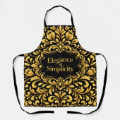 Elegant Gouden Scandinavisch Bloemmotief Schort (Voorkant)