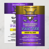 Elegant gouden schild golf monogram ontwerp kaart (Voorkant / Achterkant)