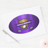 Elegant Gouden Schild Golf Monogram Ontwerp Ovale Sticker (Envelop)
