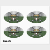 Elegant Gouden Schild Golf Monogram Ontwerp Ovale Sticker (Vel)