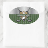Elegant Gouden Schild Golf Monogram Ontwerp Ovale Sticker (Tas)