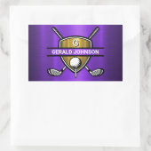 Elegant Gouden Schild Golf Monogram Ontwerp Rechthoekige Sticker (Tas)