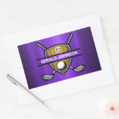 Elegant Gouden Schild Golf Monogram Ontwerp Rechthoekige Sticker (Envelop)