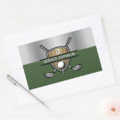 Elegant Gouden Schild Golf Monogram Ontwerp Rechthoekige Sticker (Envelop)