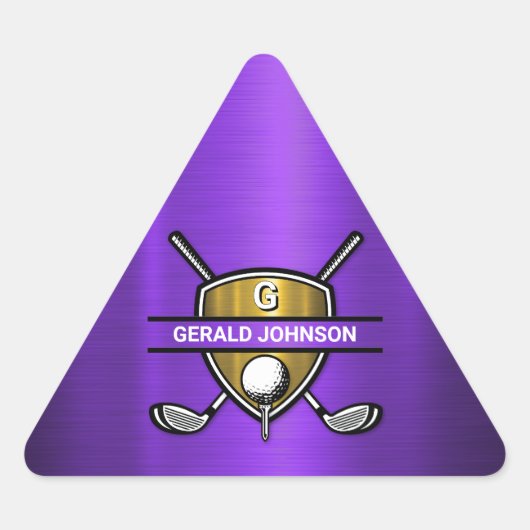 Elegant Gouden Schild Golf Monogram Ontwerp Sticker (Voorkant)