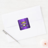 Elegant Gouden Schild Golf Monogram Ontwerp Vierkante Sticker (Envelop)